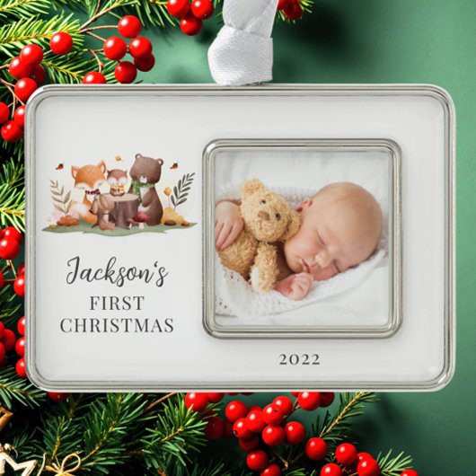 Bosdieren Foto eerst Verzilverd Omlijst Ornament