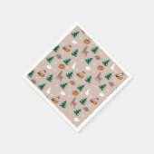 Bosdieren Fox Herten Konijn Sneeuwvlokken Bomen Servet (Hoek)