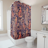 BOSDIEREN Fox, pacock, harige roze blauwe Floral Douchegordijn (In situ)