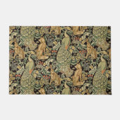 BOSDIEREN, FOX, PEACOCK, HARE IN GROENE PLANTEN DEURMAT (Voorkant)