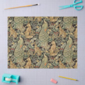 BOSDIEREN, FOX, PEACOCK, HARE IN GROENE PLANTEN TISSUEPAPIER (Craft)