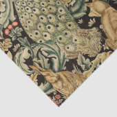 BOSDIEREN, FOX, PEACOCK, HARE IN GROENE PLANTEN TISSUEPAPIER (Detail)