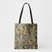 BOSDIEREN, FOX, PEACOCK, HARE IN GROENE PLANTEN TOTE BAG (Voorkant)