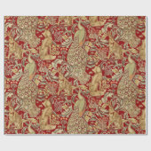 BOSDIEREN, FOX, PEACOCK, HARE IN RODE PLANTEN CADEAUPAPIER (Vlak)