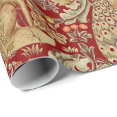 BOSDIEREN, FOX, PEACOCK, HARE IN RODE PLANTEN CADEAUPAPIER (Rol Hoek)