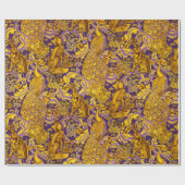 BOSDIEREN, FOX, PEACOCK, HARE, Paarse goudbloemen Cadeaupapier (Vlak)