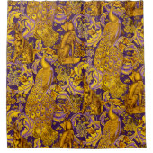 BOSDIEREN Fox,Peacock,Hare Paarse goudbloemen Douchegordijn (Voorkant)