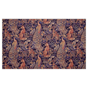 BOSDIEREN, FOX, PEACOCK, HARE, PINKBLAUWVLOEISTOF STOF