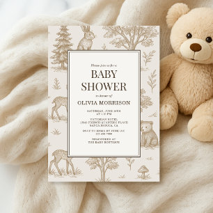 Bosdieren French Toile Baby Shower Kaart