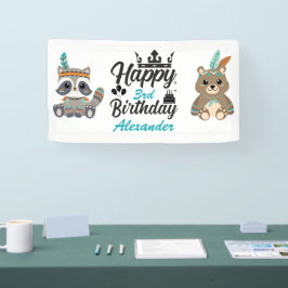 Bosdieren "Gelukkig Verjaardag" Slagzin Spandoek