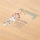 Bosdieren Genderneutraal Baby shower Acryl Uitnodigingen (Laagn)
