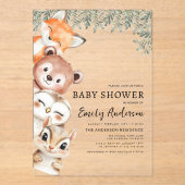 Bosdieren Genderneutraal Baby shower Acryl Uitnodigingen (Voorkant)