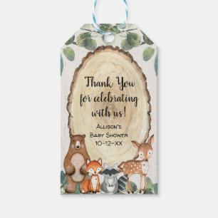 Bosdieren genderneutraal baby shower cadeaulabel