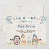 Bosdieren genderneutraal baby shower kaart (Voorkant / Achterkant)