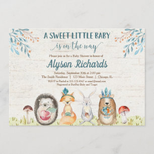 Bosdieren genderneutraal baby shower kaart