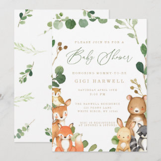 Bosdieren Genderneutraal Baby shower Kaart