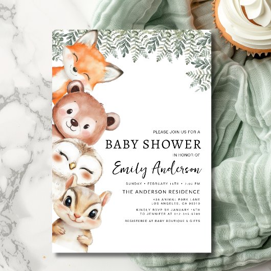 Bosdieren Genderneutraal Baby shower Kaart