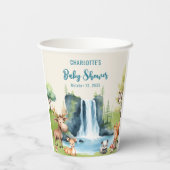 Bosdieren Gepersonaliseerd Blauw Baby shower Papieren Bekers (Achterkant)
