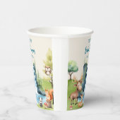 Bosdieren Gepersonaliseerd Blauw Baby shower Papieren Bekers (Rechts)