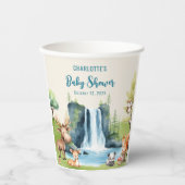 Bosdieren Gepersonaliseerd Blauw Baby shower Papieren Bekers (Voorkant)