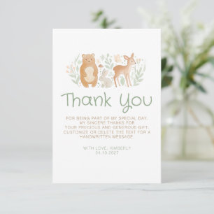Bosdieren Geslacht Neutrale Baby Shower Bedankkaart