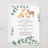 Bosdieren groen baby shower kaart (Voorkant)