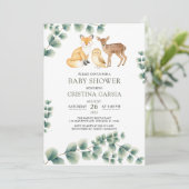 Bosdieren groen baby shower kaart (Staand voorkant)