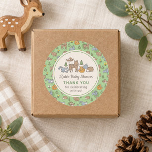 Bosdieren Groen Babyfeestje Ronde Sticker