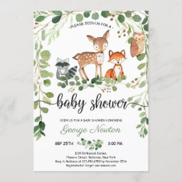 Bosdieren groen boho baby shower kaart