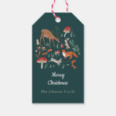 Bosdieren Groen Kerstfeest Cadeaulabel (Voorkant)