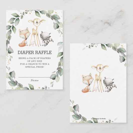 Bosdieren Groen Krans Luier Raffle Informatiekaartje (Voorkant / Achterkant)