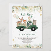 Bosdieren groen rijden met Baby shower Kaart (Voorkant)