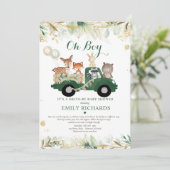 Bosdieren groen rijden met Baby shower Kaart (Staand voorkant)