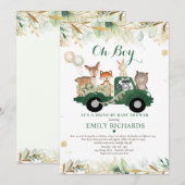 Bosdieren groen rijden met Baby shower Kaart (Voorkant / Achterkant)