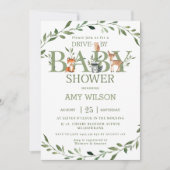 Bosdieren groen rijden met Baby shower Kaart (Voorkant)