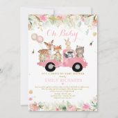 Bosdieren groen rijden met Baby shower Kaart (Voorkant)