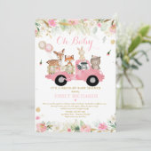 Bosdieren groen rijden met Baby shower Kaart (Staand voorkant)