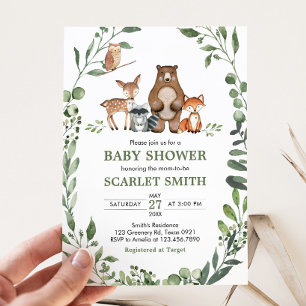 Bosdieren Groene Baby Shower  Kaart