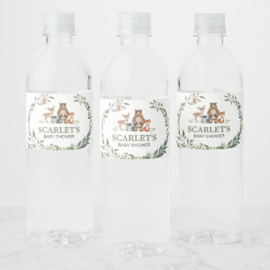 Bosdieren Groene Baby Shower Waterfles Etiket