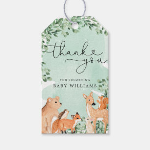 Bosdieren groene babyshower favoriet tag cadeaulabel