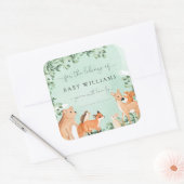 Bosdieren groene boekplaatsticker vierkante sticker (Envelop)