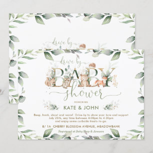 Bosdieren Groene Drive By Baby Shower Kaart
