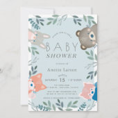 Bosdieren Groene Jongens Baby Shower Kaart (Voorkant)