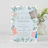 Bosdieren Groene Jongens Baby Shower Kaart (Staand voorkant)