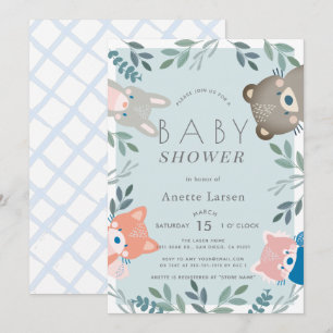 Bosdieren Groene Jongens Baby Shower Kaart