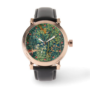 BOSDIEREN Hazen, fazant, groene bloemen Horloge