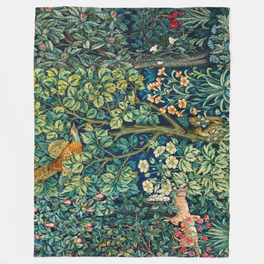 BOSDIEREN Hazen, fazant vogel, groene bloemen Fleece Deken (Voorkant)