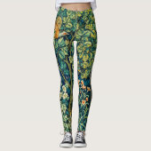 BOSDIEREN Hazen, fazant vogel, groene bloemen Leggings (Voorkant)