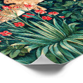 BOSDIEREN Hazen, fazant vogel, groene bloemen Poster (Hoek)