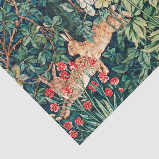 BOSDIEREN Hazen, fazant vogel, groene bloemen Tissuepapier (Detail)